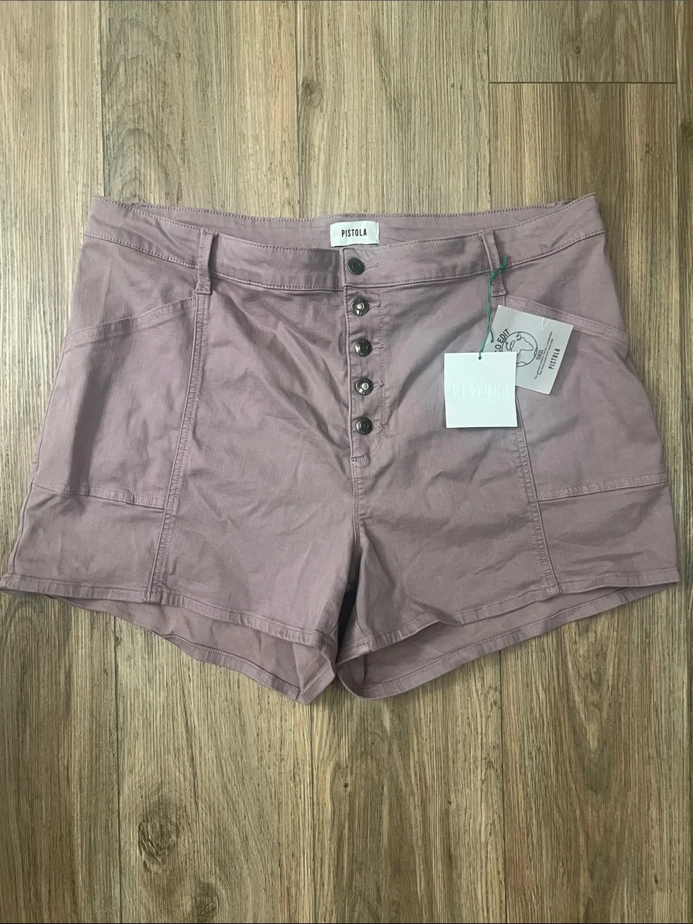 pistola High-Waist Lilac Dust Button-Front Shorts Size‎ 20 NWT